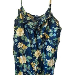 Old Navy Floral Ruffle Surplice Neck Linen Blend Cami Top Multicolor Size Large